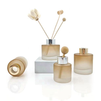 Bouteille de diffuseur de roseau de luxe 50ml 100ml 200ml conteneurs en verre noir vides bouchon à vis pour sérums de soins de la peau utilisation décorative à la maison
