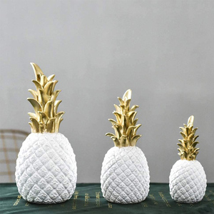 Escultura de fruta en forma de piña para Decoración de mesa, artesanía dorada, negra y blanca, tienda de casa, mesa de habitación, precio de fábrica, venta al por mayor, 3 tamaños - Product Image 3