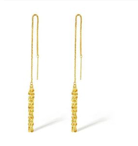 Boucles d'oreilles longues Xinfly Au750 en or massif 18 carats véritable, motif queue de phénix, chaîne Chopin, cadeau pour femme - Product Image 1