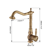 Robinet de lavabo européen antique vintage en laiton, monocommande, eau chaude et froide, pour salle de bain