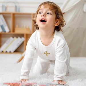 Детский комбинезон для крещения Pinuotu, белый, вязаный, цельный, с вышитым крестом, 100% хлопок, машинная стирка - Product Image 3