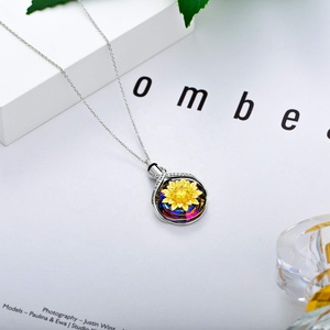cremación de la joyería de plata esterlina volcán cristal círculo flor diseño regalo cenizas <span class=keywords><strong>pelo</strong></span> Memorial collar urna collar - Product Image 5