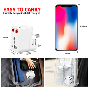 อะแดปเตอร์แปลงไฟแบบพกพา Wonplug Universal USB พร้อมฟิวส์คู่ ไฟแสดงสถานะ 2 ดวง แบบถอดได้ 2 <span class=keywords><strong>in</strong></span> 1 ที่ชาร์จโทรศัพท์มือถือแบบพกพา - Product Image 3
