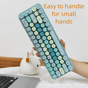 Mini clavier et souris sans fil USB 2,4 G rose multicolore, touches multimédias, faible consommation d'énergie, longue autonomie, 68 touches pour - Product Image 3