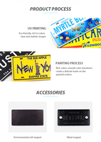 Fabrication Personnalisée Aimant de Frigo Souvenir Touristique Miami Beach en Aluminium et Métal, Forme Plaque d'Immatriculation de Voiture