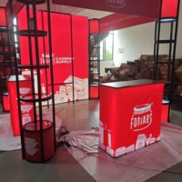 Kit de stand lumineux en tissu SEG intégré avec comptoir rétroéclairé par LED, cadre modulaire en aluminium pour stand d'exposition de produits alimentaires