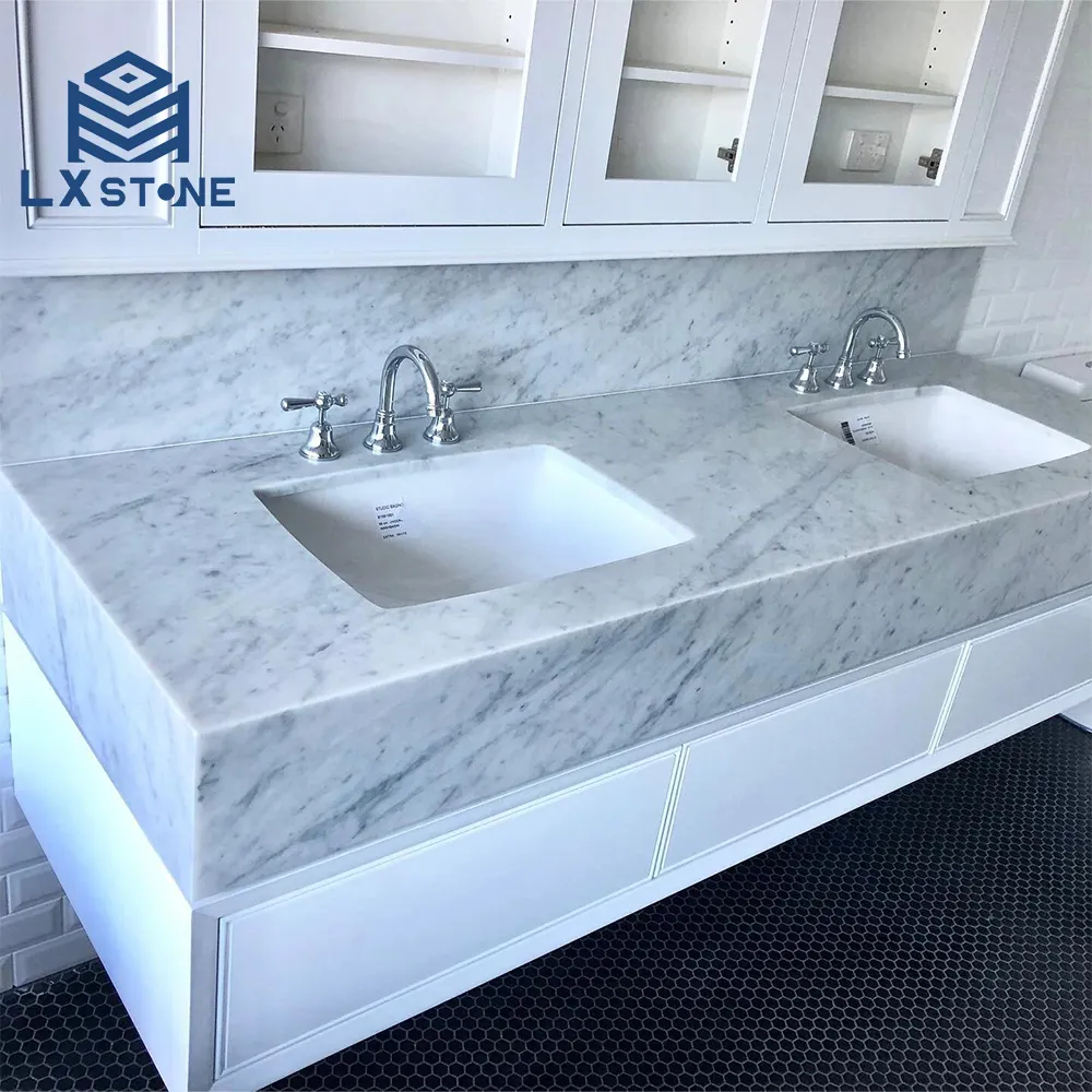 2024新しいバスルーム洗面台デザインイタリアカララ白い大理石の石のシンク洗面器