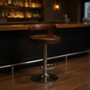 Sgabello da Bar Homeera L45 W38.5 H90cm, Base Cromata Regolabile, Design Moderno per Arredamento Casa e Bar Commerciale - Product Image 2