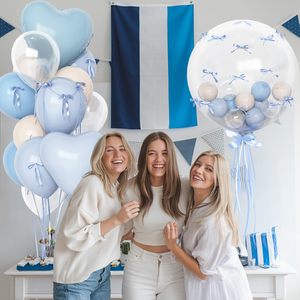 Ballons en latex bleu clair et crème pour décoration de fête, 50 cm, ballons Bobo blancs en forme de cœur, pour baby shower, anniversaire garçon ou fille - Product Image 5