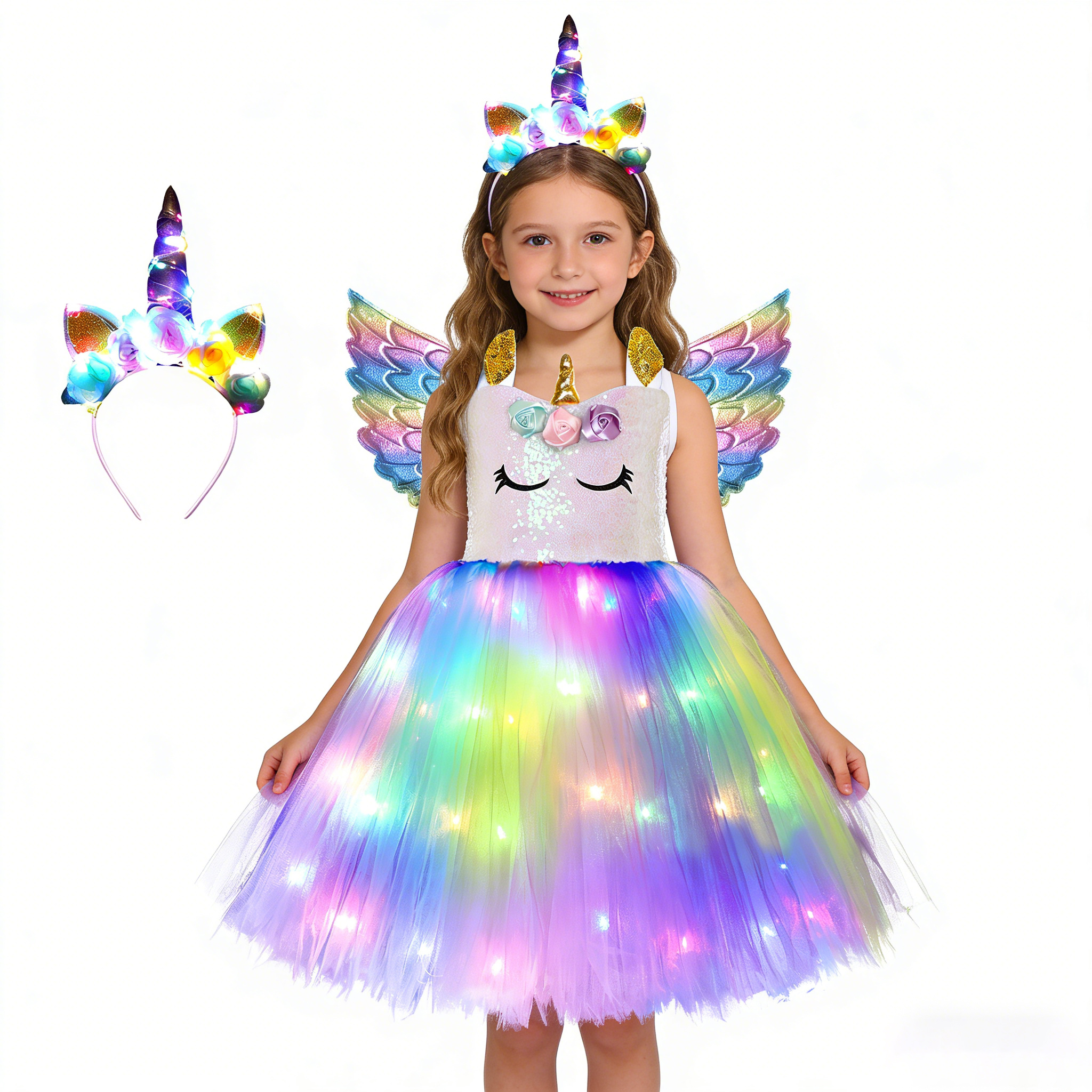 Falda De Tutú LED Iluminada Para Hada O Ángel – Disfraz De Malla Brillante Para Fiestas Rave, Carnaval Y Eventos Mágicos