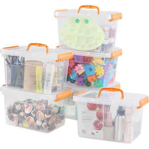 Big Clear Multifunction Organizer Bins Latching Buckles Stackable Plastic <b>Storage</b> <b>Box</b> With Latching Handle and Wheels Lids - Product Image 1