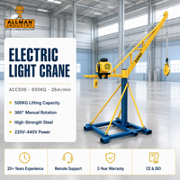 Grue électrique légère ALLMAN 500 kg 220V 380V de type mini avec rotation manuelle à 360 degrés pour la construction et le levage de matériaux
