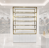 Présentoir à parfums moderne haut de gamme en métal et verre, 5-7 niveaux, double face, éclairage LED, écologique, pour magasins de cosmétiques et boutiques