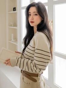 Suéteres de diseñador de lana para mujer, suéteres de manga raglán a rayas Dazy de otoño e invierno 2022 - Product Image 4