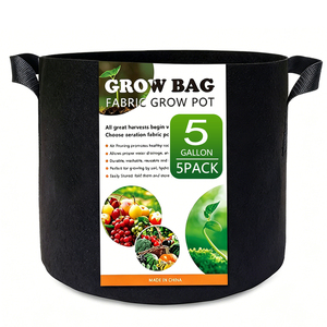 Lot <span class=keywords><strong>de</strong></span> 5 sacs <span class=keywords><strong>de</strong></span> culture non tissés <span class=keywords><strong>de</strong></span> 5,7 gallons avec poignées, perméables et aérés, pour légumes, herbes, ferme urbaine et jardin - Entrepôt USA - Product Image 6