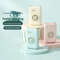 Banque d'alimentation portable mini dessin animé 20000 mAh avec câble intégré, chargeur portable cadeau