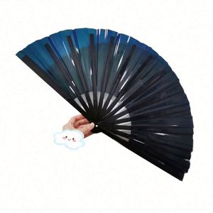 Abanico Plegable de PVC Multicolor de 13 Pulgadas con Varillas de Bambú para Festivales de Música y Decoraciones, Producto de Artesanía en Bambú - Product Image 3