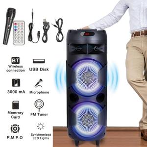สปอตไลท์6000W ลำโพงคู่8 "แบบพกพาพกพาบลูทูธปาร์ตี้ไมค์เสียงเบสหนักไมค์ FM สำหรับใช้ในคลังสินค้า USA - Product Image 2
