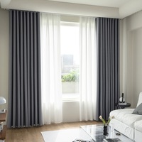Rideaux en coton et lin de luxe bleu ciel, tissu occultant pour le salon, la chambre de garçon, la maison