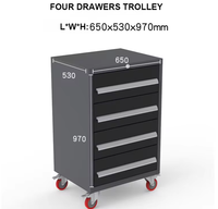 Banc de travail mobile multifonctionnel robuste Greener, armoire à outils pour réparation automobile, acier et plastique, 5 tiroirs, petit chariot à outils en bois