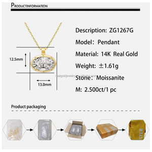 도매 고급 보석 솔리드 14k 골드 Moissanite 목걸이 타원형 모양 여자 펜던트 목걸이 고급 보석 도매 - Product Image 5