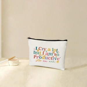 J'ai pleuré beaucoup, mais j'ai été très productif : un sac de maquillage personnalisé, un sac de rangement de voyage, une trousse de toilette, une pochette cosmétique. - Product Image 1