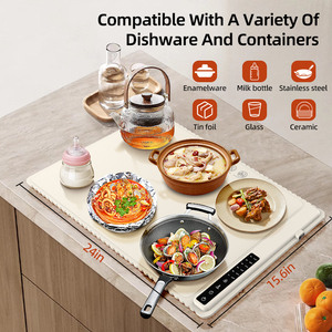 タダツ フードウォーマーマット シリコン製電気加熱パッド 食品保温トレイ 6段階温度設定＆6時間タイマー付き - Product Image 4