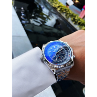 Montre automatique Jaragar 212 en verre bleu, design élégant, acier inoxydable, date, luminescente, pour homme, montre mécanique de business