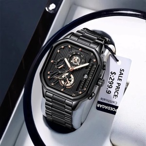 Montre à quartz en acier inoxydable pour homme, design ajouré tendance, étanche, montres-bracelets originales pour homme, montre de luxe pour homme - Product Image 6
