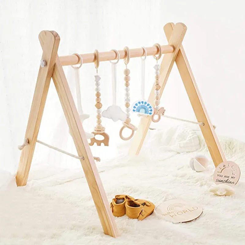 Opvouwbare <span class=keywords><strong>Baby</strong></span> Play Gym Frame Activiteit Gym Met Houten <span class=keywords><strong>Baby</strong></span> Tandjes Speelgoed Montessori <span class=keywords><strong>Baby</strong></span> Play Gym Pasgeboren Gift