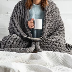 Couverture tricotée à la main en chenille, 30 pièces, en micro fil épais, parfait, 0.1s, 2-2.5cm, en polyester, au choix - Product Image 6