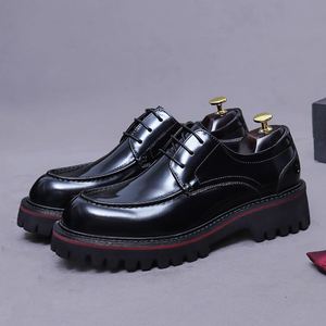 Classic Men's Business Leather Shoes with Thick Soles and Elevated <b>Heels</b> Trendy <b>Red</b>-Soled Men's New Style Shoes - Product Image 4