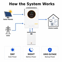 Inversor Solar Híbrido de 6.2kW con Batería LiFePO4 de 6.5kWh, Sistema de Almacenamiento de Energía Doméstica, Energía Solar de Respaldo de 220V