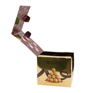 メーカーカスタム印刷カラープレミアム折りたたみ式チョコレートボックス包装ゴールドカード紙包装箱キャンディー用