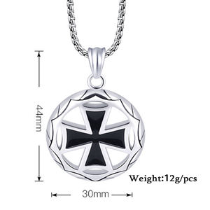 Collar cruzado TG Caballeros Templarios Collar colgante redondo para hombres Cadena de oración de acero inoxidable Longitud 23,6'' - Product Image 6