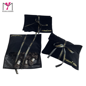 Bolsa de regalo de terciopelo para el cabello Fulami con logotipo personalizado y embalaje con cinta - Product Image 3