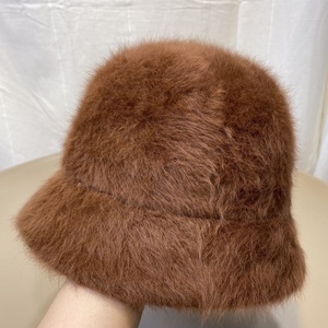Wholesale Popular Top Hot Sale in Stock <strong>Cheap</strong> High Quality Unisex Plain Colorful Outdoor Winter Autumn pink Faux Fur <strong>Bucket</strong> <strong>Hat</strong> - Product Image 3