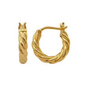 Pendientes de Aro de Oro Amarillo Au585 de 14K, Regalo de Boda Moderno para Mujer, Joyería Fina Exquisita - Product Image 4