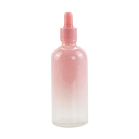 Flacon compte-gouttes en verre rose pour crème, parfum, produits capillaires, emballage de soins de la peau, forme ronde, sérigraphié, 5ml-50ml, boîtes