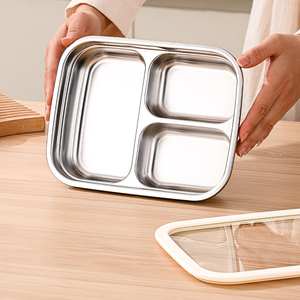 304 Stainless Steel Food Storage <b>Box</b> with Glass Lid, Microwave-Safe, Airtight <b>Compartment</b> <b>Lunch</b> <b>Box</b> - Product Image 2