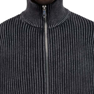 Maglione da <span class=keywords><strong>Uomo</strong></span> OEM Personalizzato Invernale Oversize Bicolore con Zip e Collo Alto, Cardigan in Maglia a Coste con Spalle Cadenti - Product Image 3