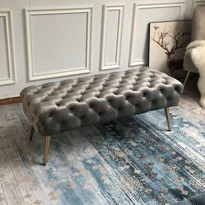 Banc d'attente élégant et luxueux avec pieds en métal, banc d'entrée pour changer de chaussures, banc long pour vestiaire - Product Image 2