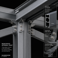 Pergola Bioclimatique Motorisée Moderne de Luxe en Aluminium avec Volets Latéraux à Lamelles, Résistante aux Intempéries, Écologique et Thermolaquée Naturel