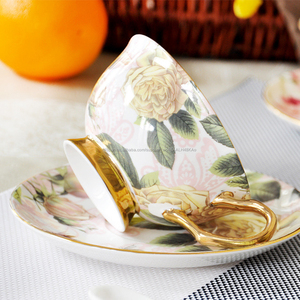 De grado de alimentos fiesta taza de té logotipo personalizado borde dorado boda tazas Taza de café y platillo a granel baratos - Product Image 3