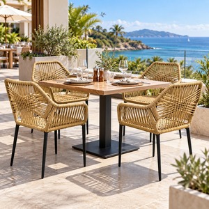 Chaise de salle à manger GDRS en corde avec structure en alliage d'aluminium, pour extérieur, restaurant, café, patio, fauteuil - Product Image 4