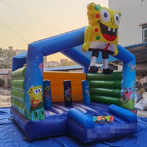 Comercial azul PVC 3D personaje <span class=keywords><strong>Bob</strong></span> <span class=keywords><strong>esponja</strong></span> <span class=keywords><strong>hinchable</strong></span> Castillo de salto Casa de rebote inflable con soplador para niños - Product Image 2