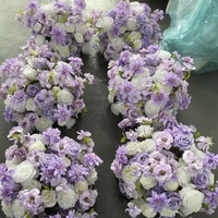 Boule de fleurs artificielles pour mariage en gros, 40 cm, boule de fleurs violette et blanche pour la décoration de centre de table d'événements de mariage