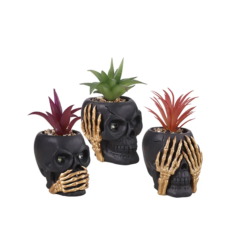 Redeco Halloween Decorations Skeleton Shaped Succulent Planter Pots