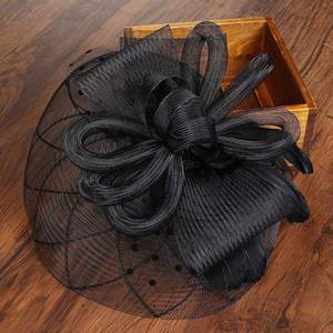 HZO-23020 <strong>Fascinators</strong> Hats Veil Mesh Feather <strong>Headband</strong> Tea Party Hat for Women for Wedding Cocktail Party, Black and <strong>White</strong> - Product Image 4