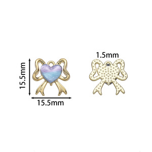 Pendentif en résine Cœur dégradé avec nœud, accessoires de bijoux DIY pour bracelet, collier, chaîne de téléphone, 1 pièce, sac OPP, origine Yiwu - Product Image 2